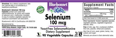 Photo of the Bluebonnet Selenium 100 mcg label
