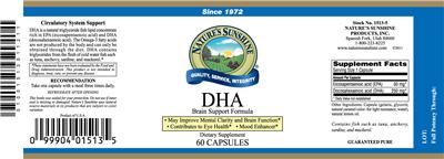 Photo of the Nature's Sunshine DHA label