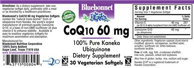Photo of the Bluebonnet CoQ10 60 mg label