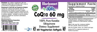 Photo of the Bluebonnet CoQ10 60 mg label