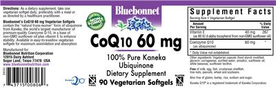 Photo of the Bluebonnet CoQ10 60 mg label