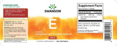 Photo of the Swanson E 400 IU label