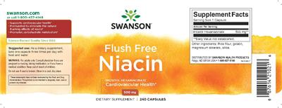 Photo of the Swanson Flush Free Niacin 500 mg label