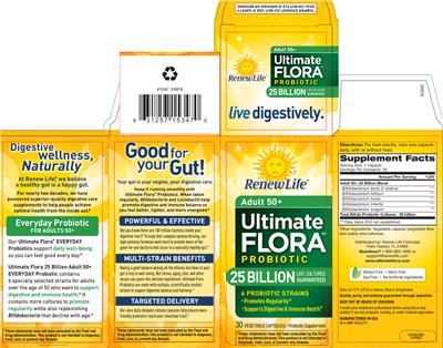 Photo of the Renew Life Ultimate Flora Probiotic Adult 50+ 25 Billion label