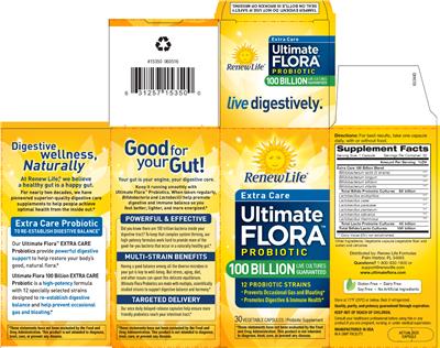 Photo of the Renew Life Extra Care Ultimate Flora 100 Billion label