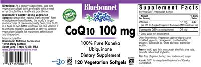 Photo of the Bluebonnet CoQ10 100 mg label