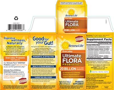 Label of Everyday Ultimate Flora Probiotic 20 Billion