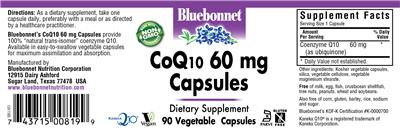 Photo of the Bluebonnet CoQ10 60 mg Capsules label