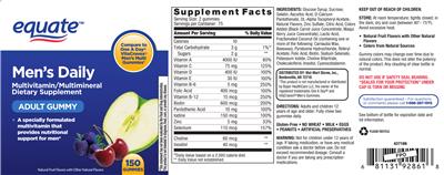 Photo of the Equate Men's Daily Adult Gummy label