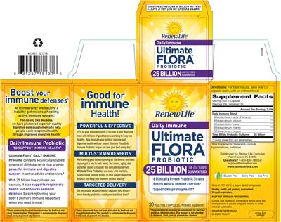 Label of Daily Immune Ultimate Flora Probiotic 25 Billion