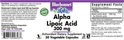 Photo of the Bluebonnet Alpha Lipoic Acid 300 mg label