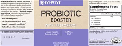 Photo of the MRM Probiotic Booster label