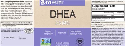 Photo of the MRM DHEA 25 mg label
