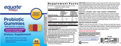 Photo of the Equate Probiotic Gummies label