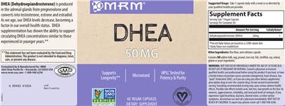 Photo of the MRM DHEA 50 mg label