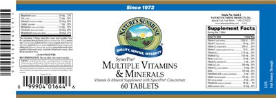 Photo of the Nature's Sunshine Multiple Vitamins & Minerals label