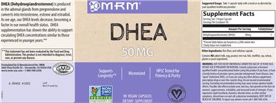 Photo of the MRM DHEA 50 mg label