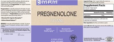 Photo of the MRM Pregnenolone 50 mg label