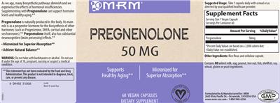 Photo of the MRM Pregnenolone 50 mg label