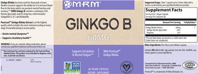 Photo of the MRM Ginkgo B 60 mg label