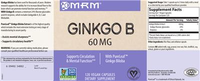 Photo of the MRM Ginkgo B 60 mg label