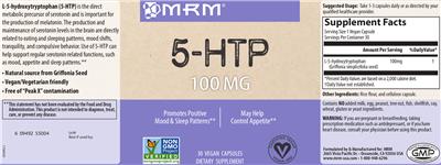 Photo of the MRM 5-HTP 100 mg label
