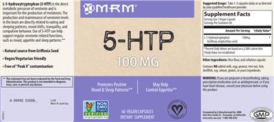 Photo of the MRM 5-HTP 100 mg label