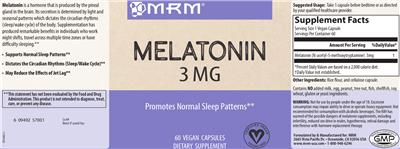 Photo of the MRM Melatonin 3 mg label