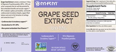 Photo of the MRM Grape Seed Extract 120 mg label