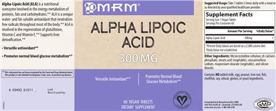 Photo of the MRM Alpha Lipoic Acid 300 mg label