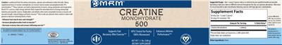 Photo of the MRM Creatine Monohydrate 500 label