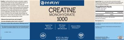 Photo of the MRM Creatine Monohydrate 1000 label
