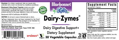 Photo of the Bluebonnet Dairy-Zymes label