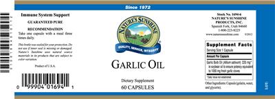 Photo of the Nature's Sunshine Garlic Oil label