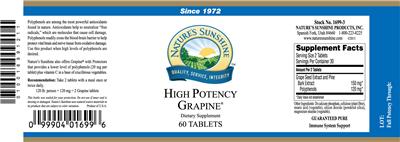 Photo of the Nature's Sunshine High Potency Grapine label
