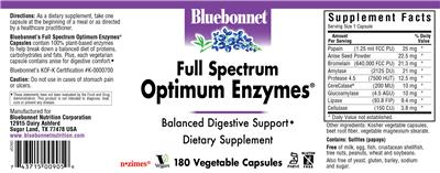 Photo of the Bluebonnet Full Spectrum Optimum Enzymes label