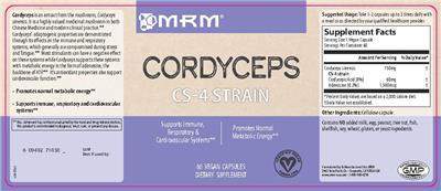 Photo of the MRM Cordyceps CS-4 Strain label