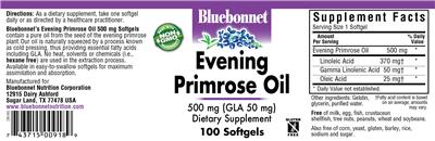 Photo of the Bluebonnet Evening Primrose Oil 500 mg label