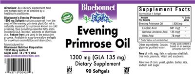 Photo of the Bluebonnet Evening Primrose Oil 1300 mg label