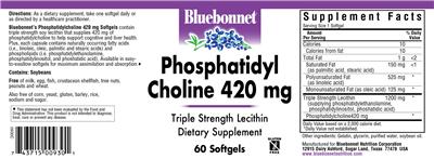 Photo of the Bluebonnet Phosphatidyl Choline 420 mg label