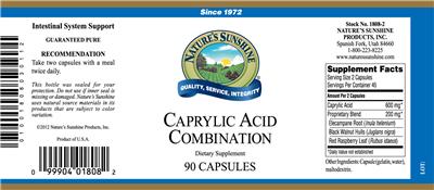 Photo of the Nature's Sunshine Caprylic Acid Combination label