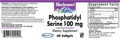 Photo of the Bluebonnet Phosphatidyl Serine 100 mg label