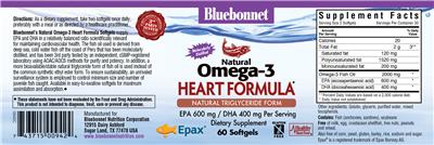 Photo of the Bluebonnet Natural Omega-3 Heart Formula label