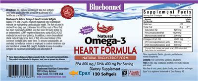 Photo of the Bluebonnet Natural Omega-3 Heart Formula label