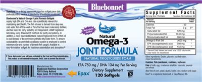Photo of the Bluebonnet Natural Omega-3 Joint Formula label