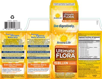 Label of Everyday Ultimate Flora Probiotic 15 Billion