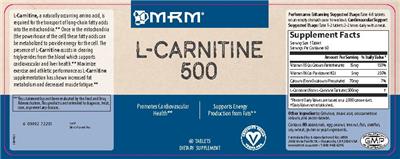 Photo of the MRM L-Carnitine 500 label