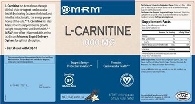 Photo of the MRM L-Carnitine 1000 mg Natural Vanilla label