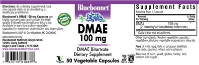 Photo of the Bluebonnet DMAE 100 mg label