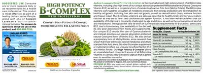 Photo of the ProCaps Laboratories High Potency B-Complex label